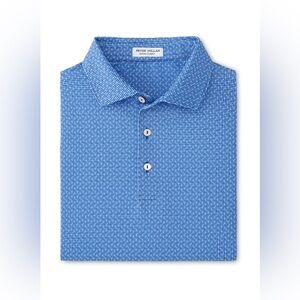 Peter Millar Sailor/Navy Blue Vega Performance Jersey Polo Golf Geo Print